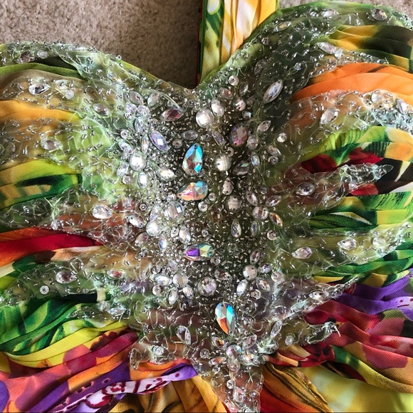 Cache Green Floral One Shoulder Gown Dress size 0 - Picture 8 of 14